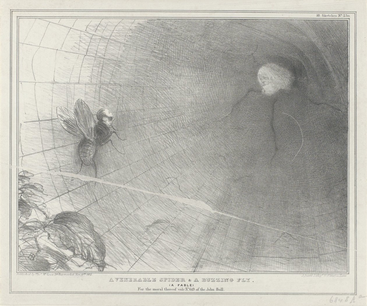 Talleyrand também gira em zijn web, 1832 Uma aranha venerável e uma mosca zumbidora. (A Fable) (título no objeto) Sketches Políticos (título da série) de John Doyle
