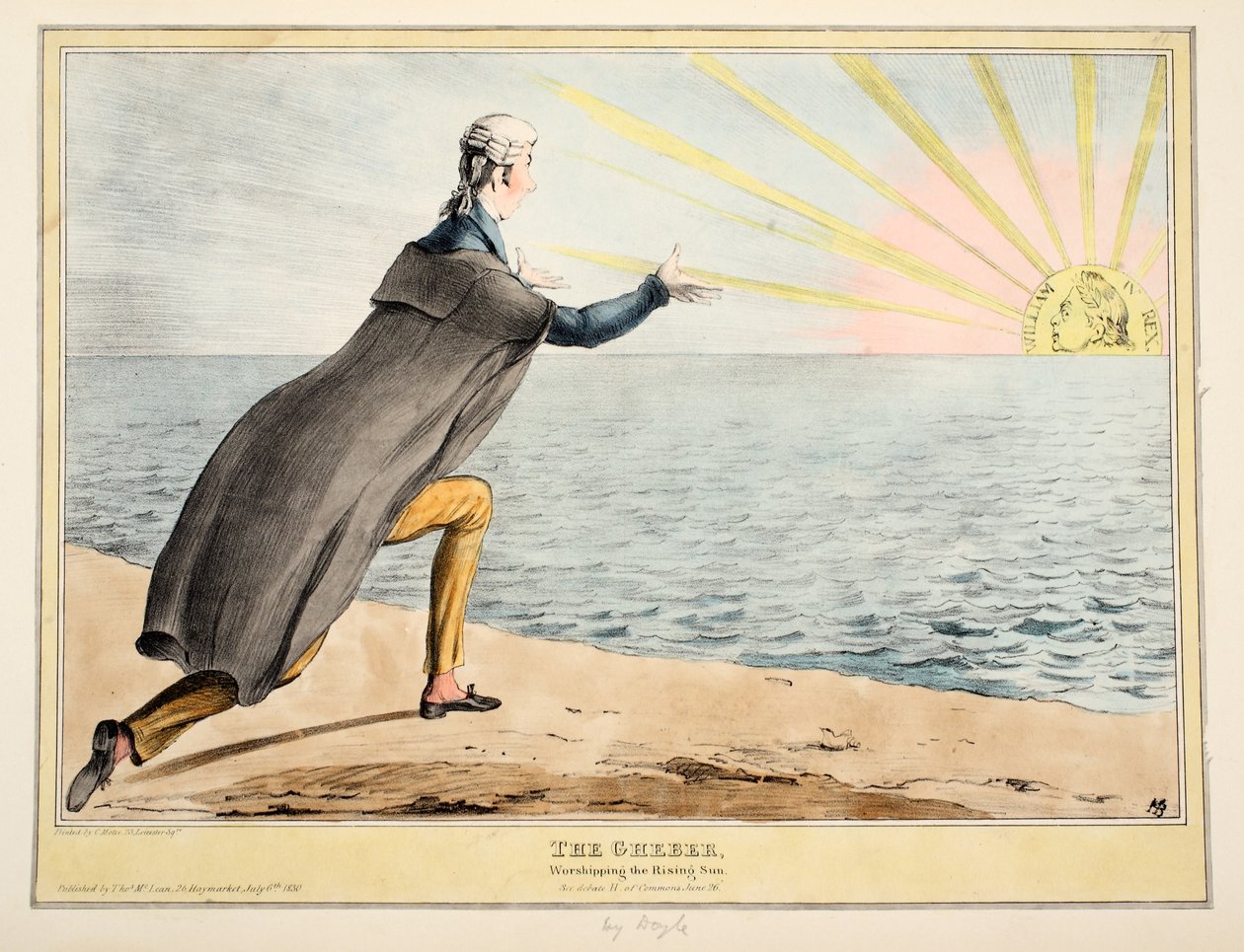 O Gheber: Adorando o Sol Nascente, 1830 (gravura colorida à mão) de John Doyle