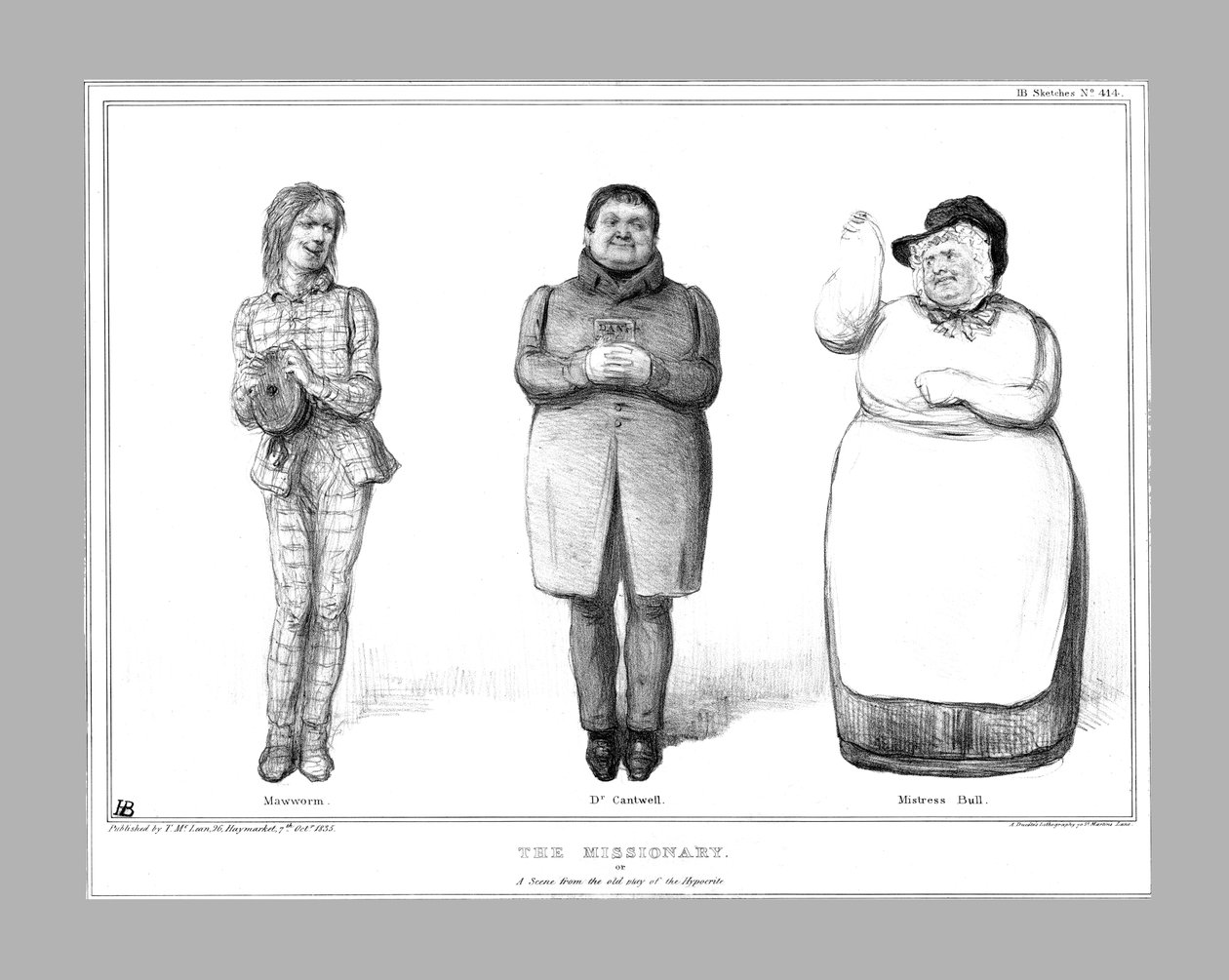 O missionário. Ou Uma cena da peça antiga de Hipócrita, 1835. de John Doyle