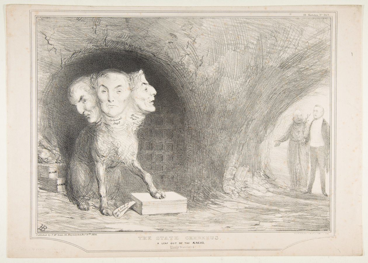 O Cerberus do Estado, Uma Folha de Ænead, Traduzido Livremente, 11 de dezembro de 1834. de John Doyle