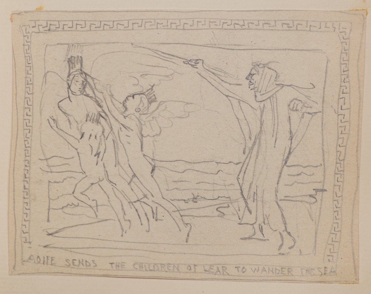 Aoife envia os filhos de Lir para vaguear pelo mar (lápis) de John Duncan