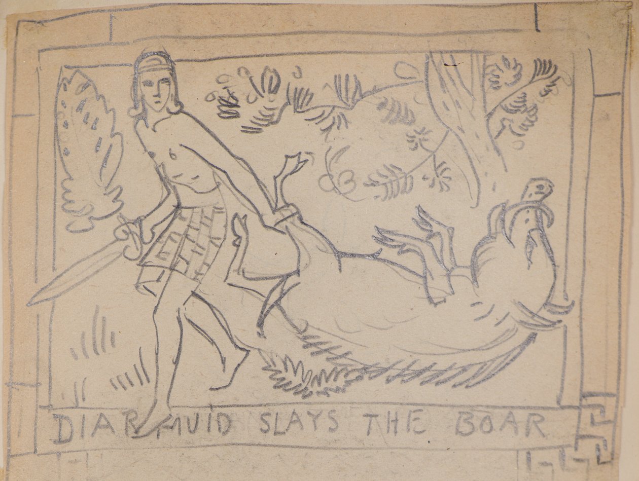 Diarmuid Corta o Javali (lápis) de John Duncan