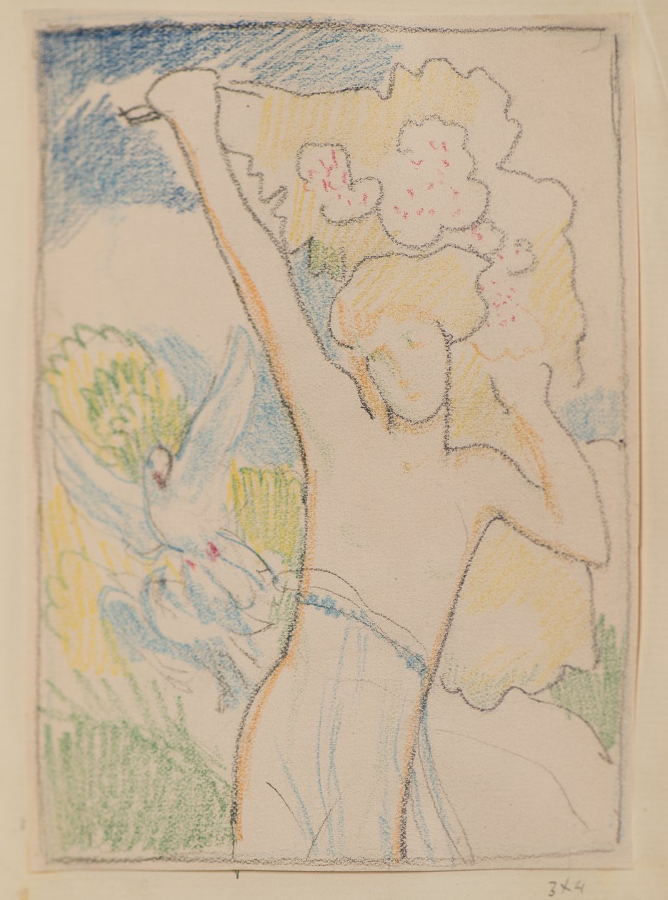 Sem título [Figura feminina e pombas] (lápis) de John Duncan