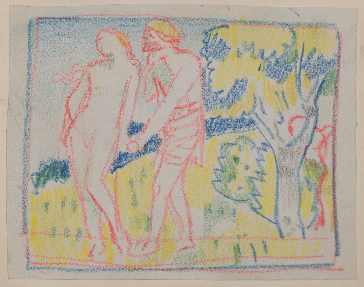 Sem título [Figura masculina e figura feminina numa paisagem] (lápis) de John Duncan