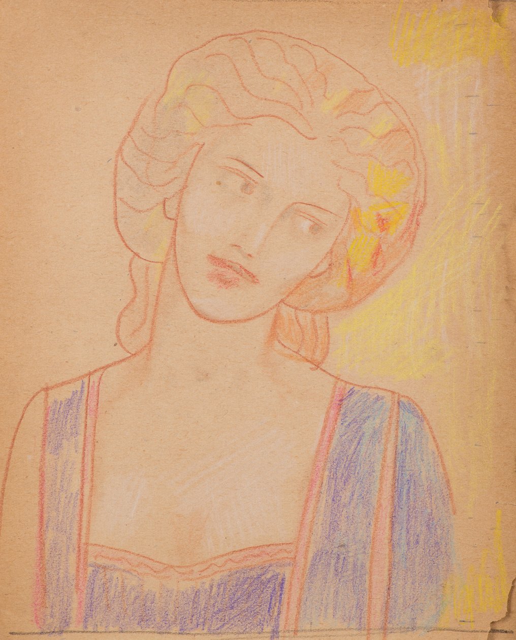Sem título [figura feminina medieval] (lápis) de John Duncan