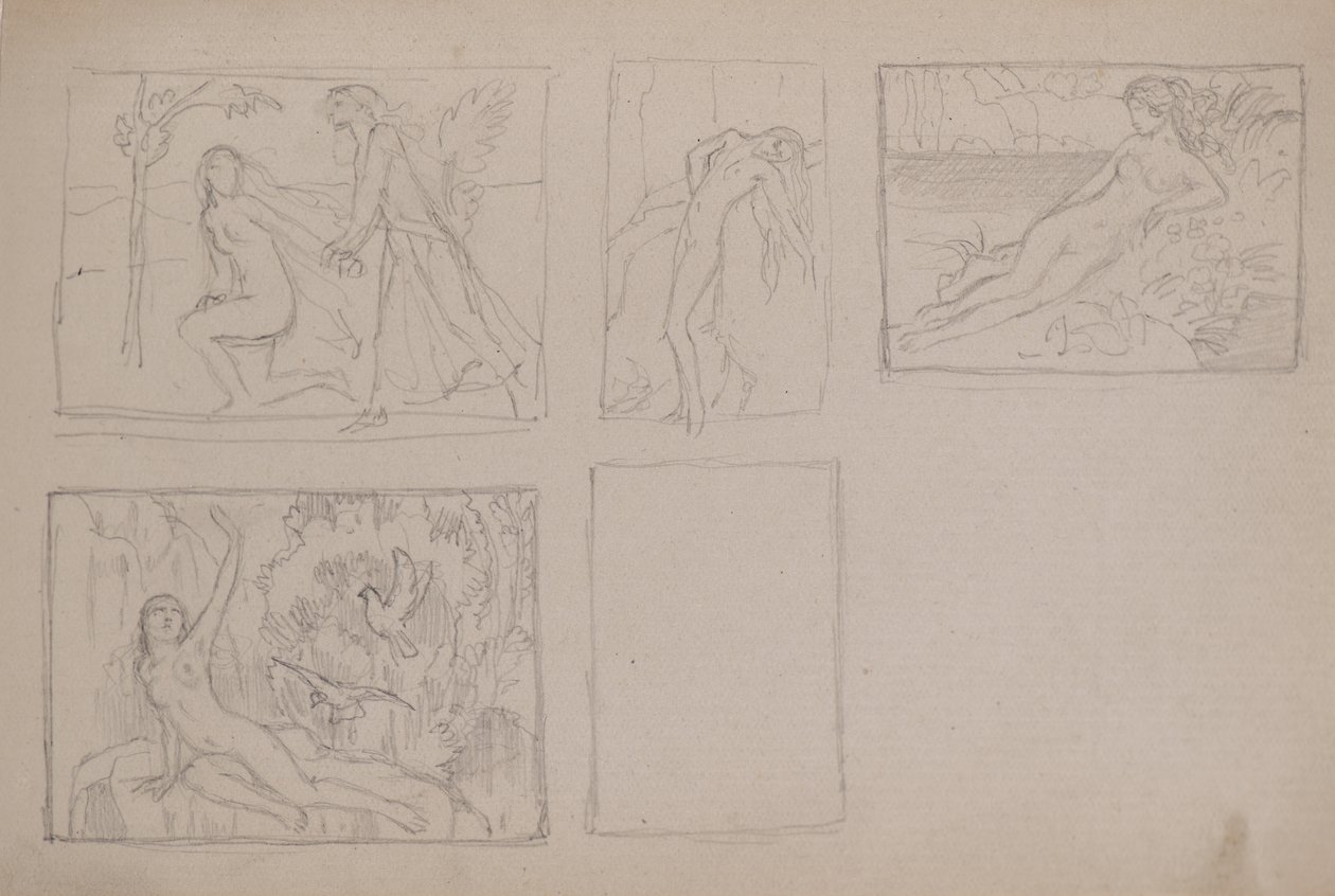 Sem título [Figuras nuas em uma paisagem (lápis) de John Duncan