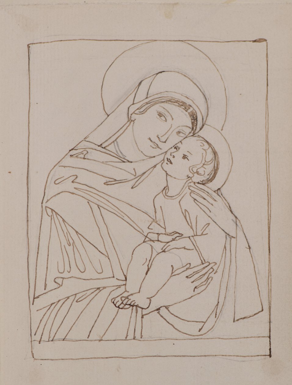 Sem título [Virgem e o Menino] (caneta e tinta) de John Duncan