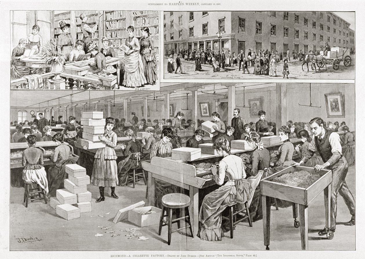 Cenas da produção de cigarros, 1887 de John Durkin