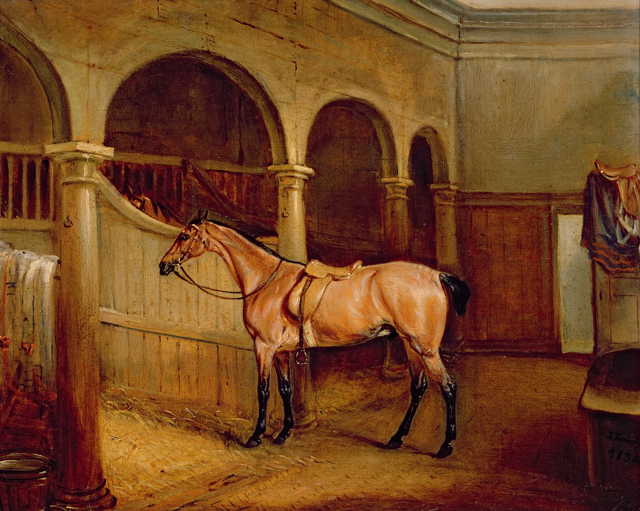 Roan Hack in the Stables de Lord Villiers, em Middleton Park de John E. Ferneley