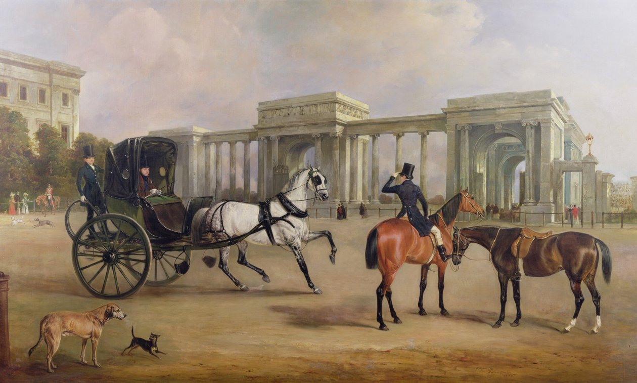 Sr. Massey Stanley com cabriolet e hacks no Hyde Park Corner, 1833 de John E. Ferneley