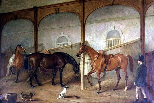 Interior Estável (óleo sobre tela) de John E. Ferneley