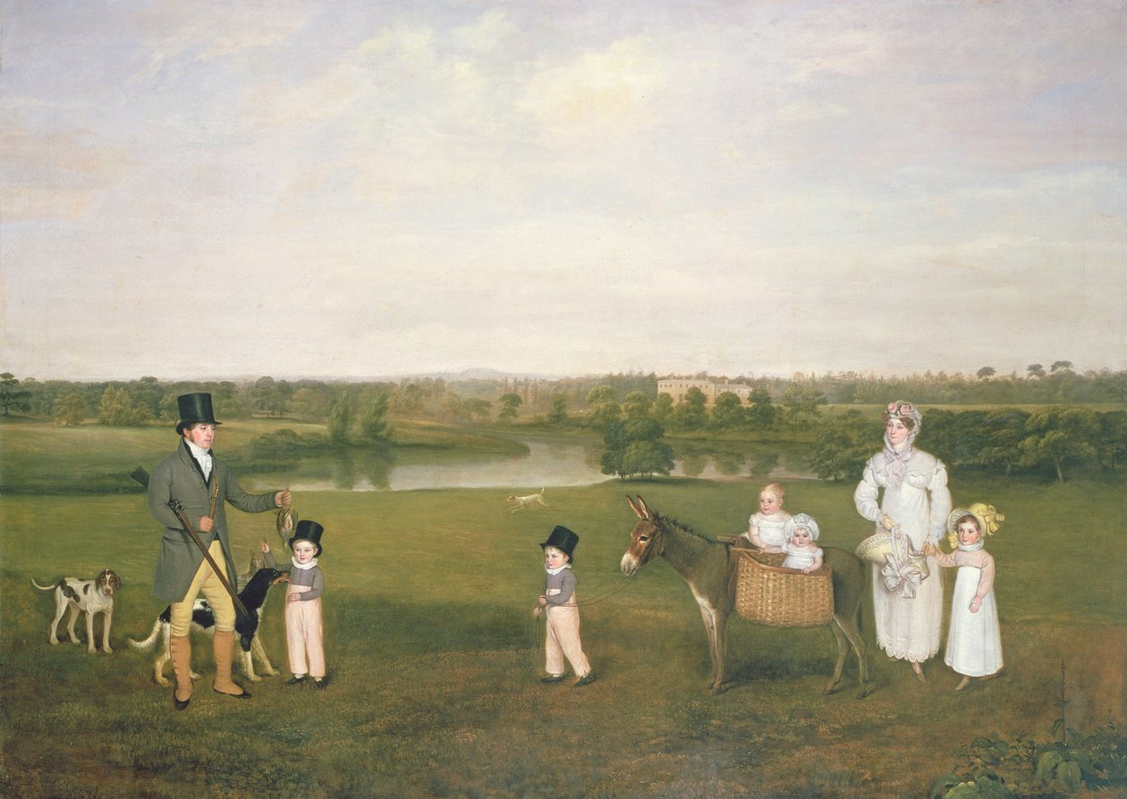 William Hetton Cooke com sua esposa e filhos no viveiro de Worleston, Chester de John E. Ferneley