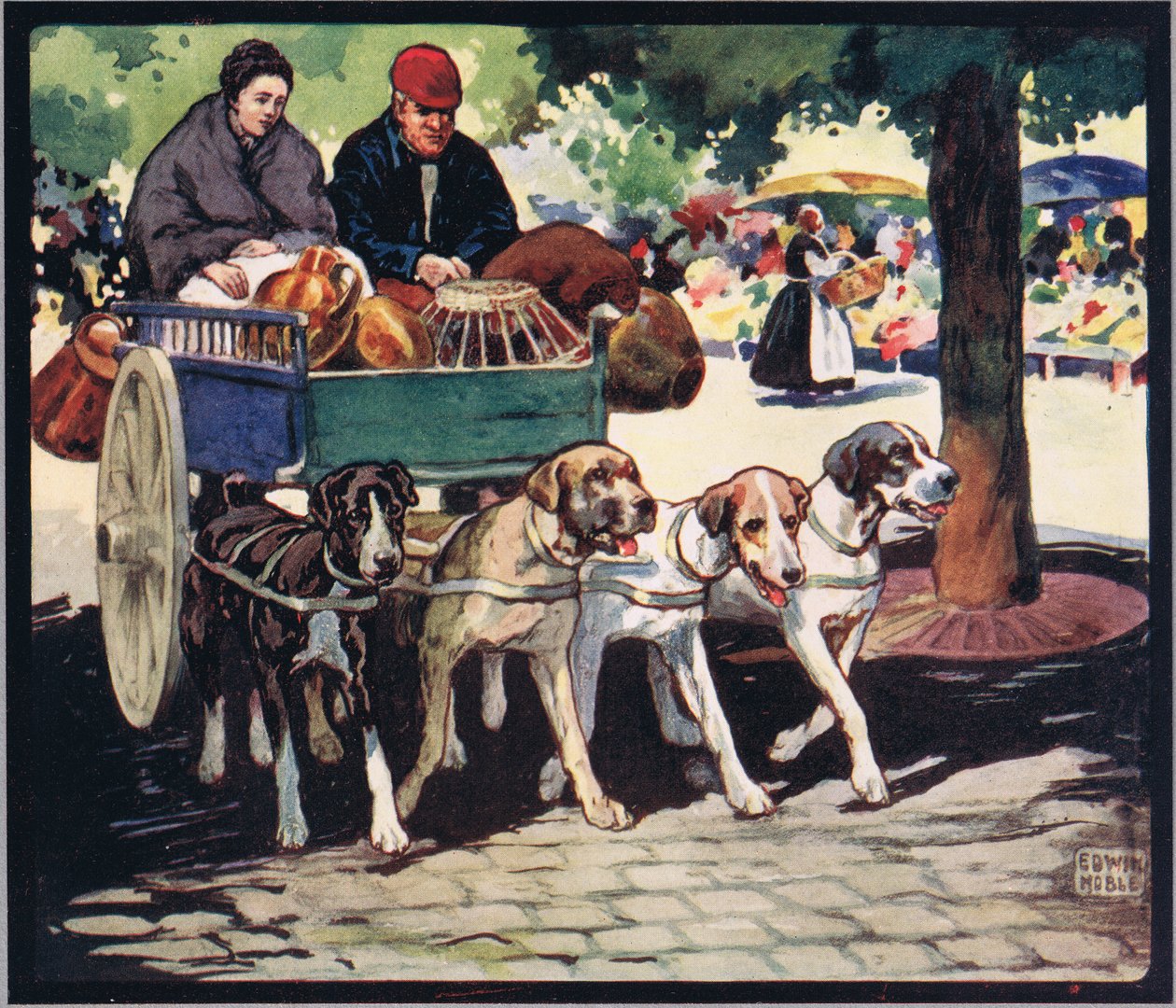 Carrinho de cachorro francês, ilustração de 