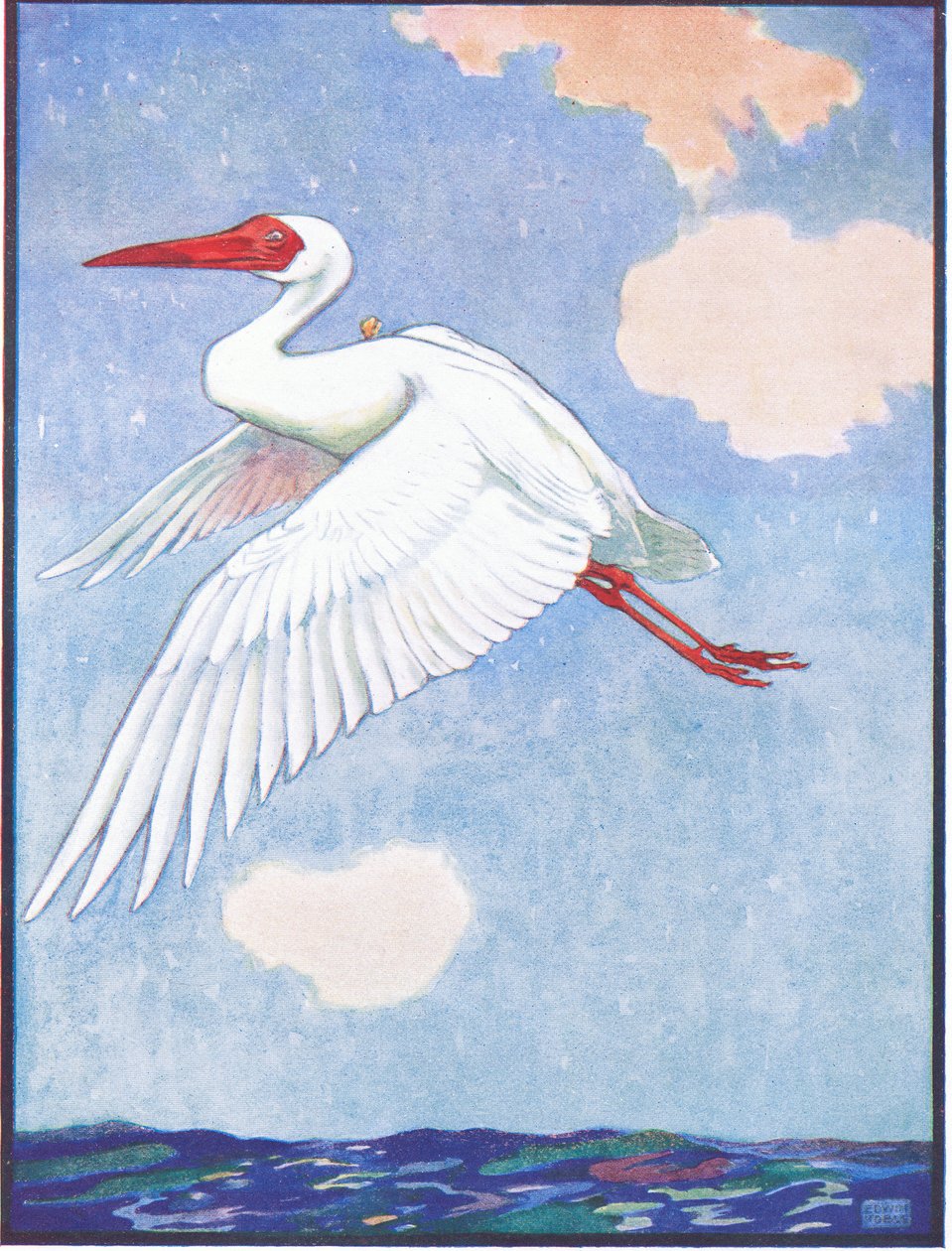 ""Onde está aquela Borboleta", Wondered the Crane", ilustração de 