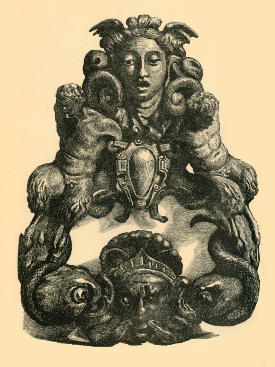 Batente de porta com golfinhos e sátiros, início do século XVII, 1881. de John Emms
