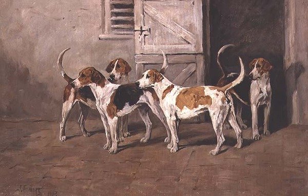 Quatro Cães de Caça por uma Porta Estável de John Emms