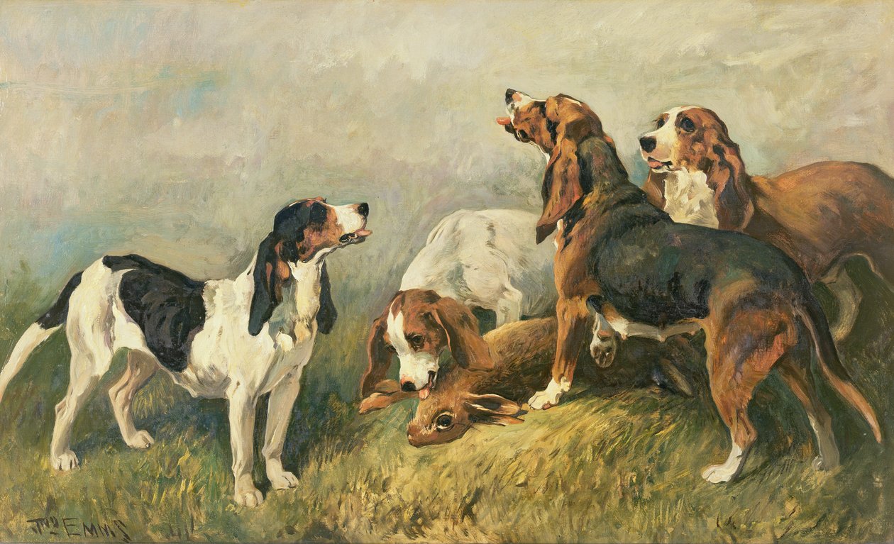Cães de caça com lebre de John Emms
