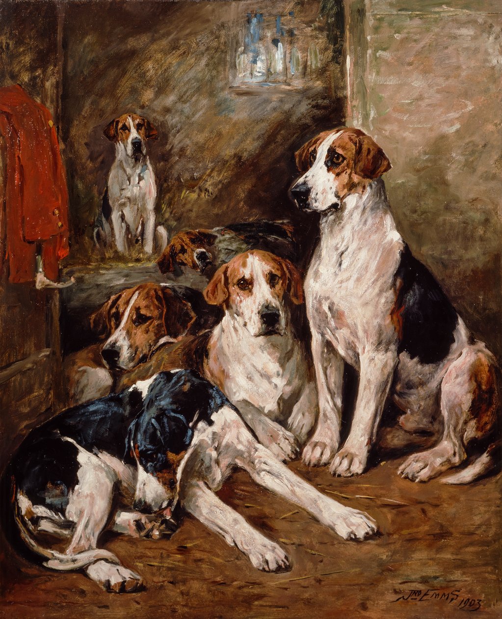 No Canil (óleo sobre tela) de John Emms