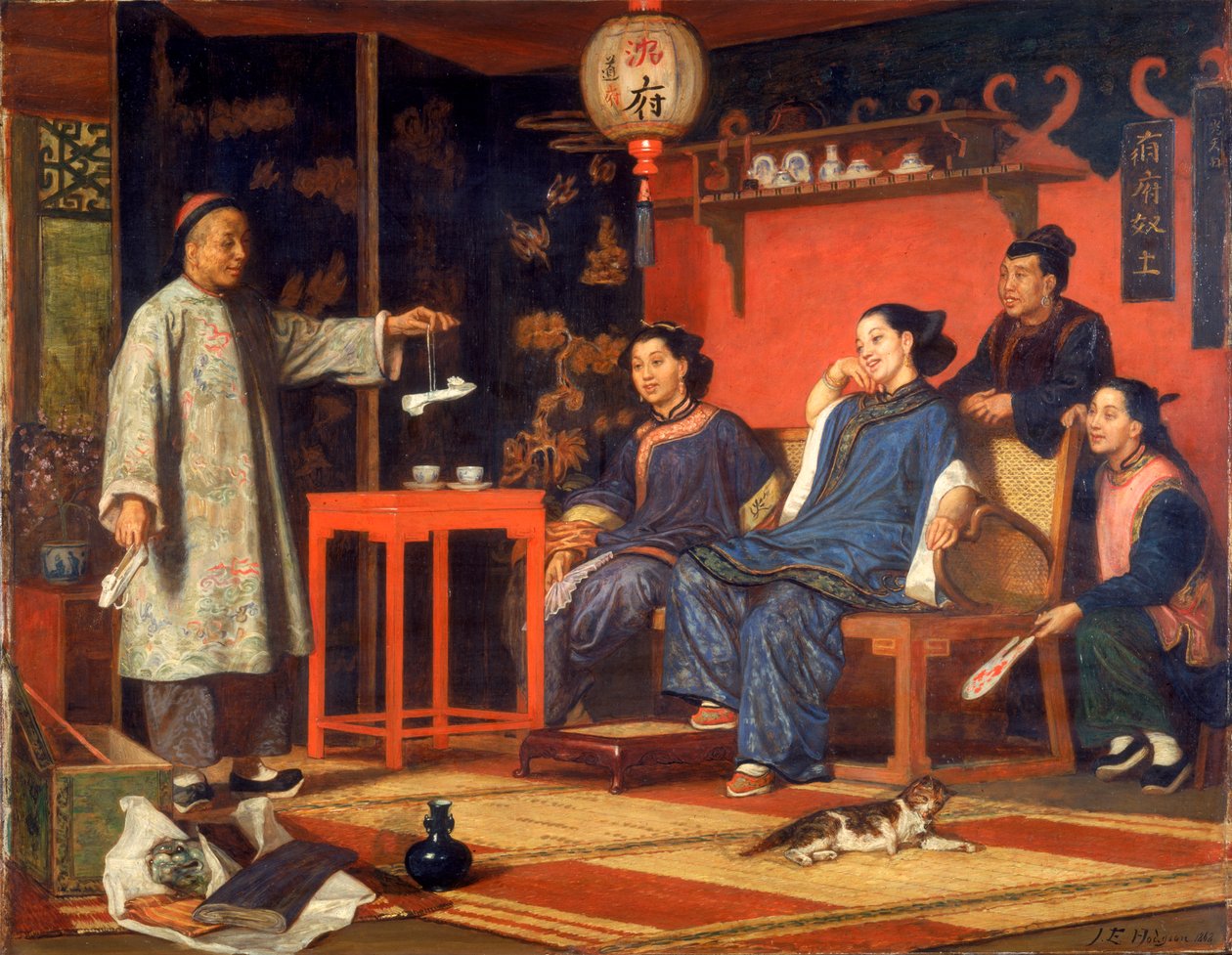 Senhoras Chinesas Olham Curiosidades Europeias, 1868 de John Evan Hodgson