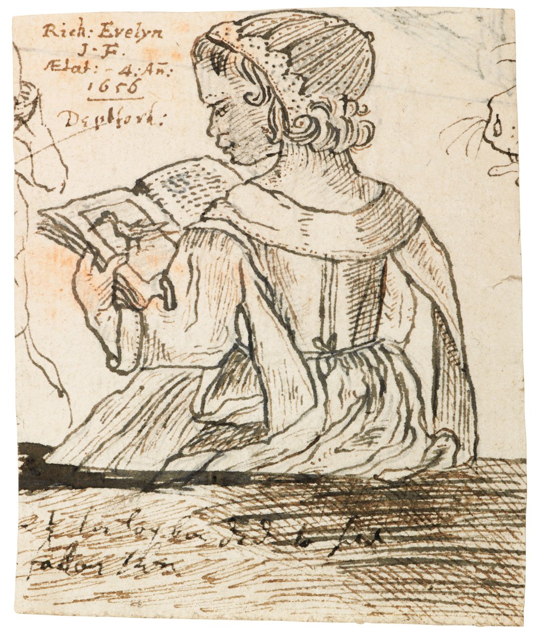Richard Evelyn lendo um livro de história natural, Deptford, 1656 de John Evelyn