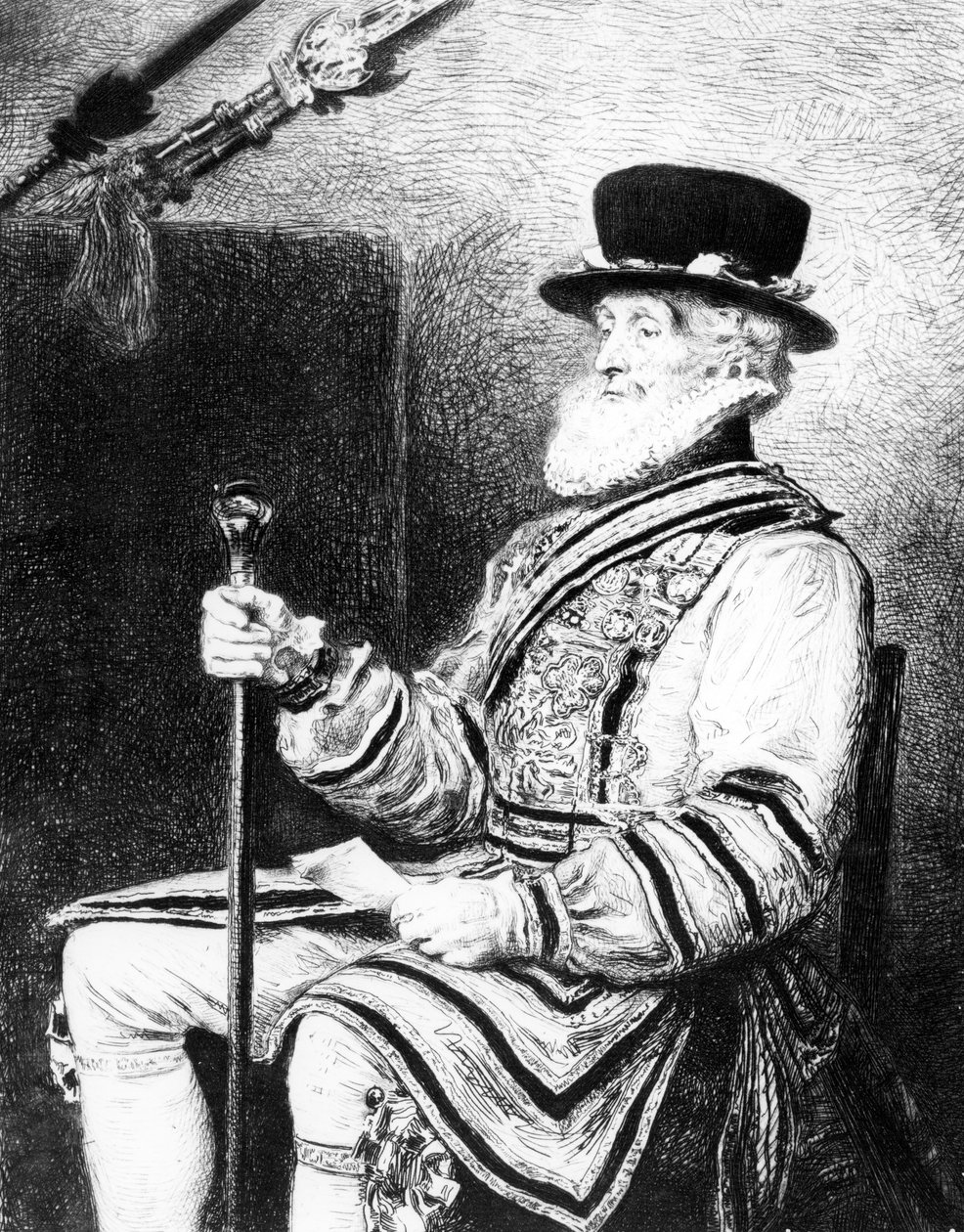 O Yeoman of the Guard, impressão feita por Charles Waltner de John Everett (after) Millais