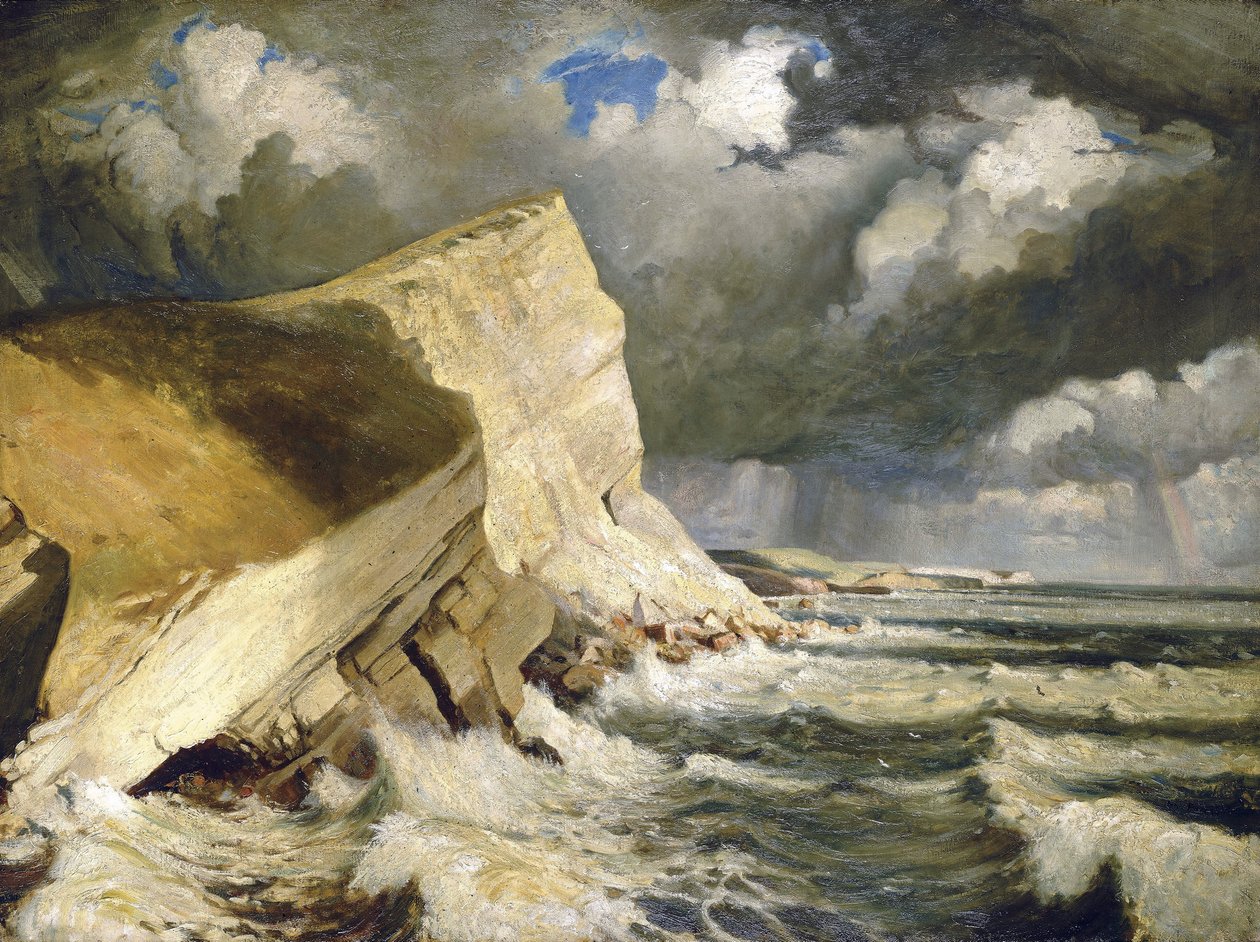 Lulworth Creek, em Dorset (Inglaterra). Óleo sobre tela de Herbert Barnard John Everett (1876-1949) de John Everett