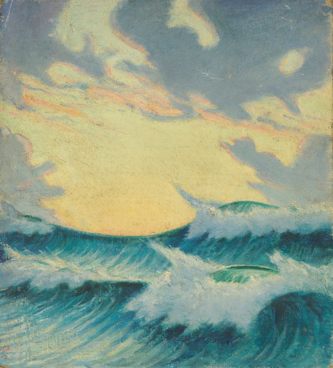 Paisagem marítima, finais do século XIX - meados do século XX (óleo sobre tela) de John Everett