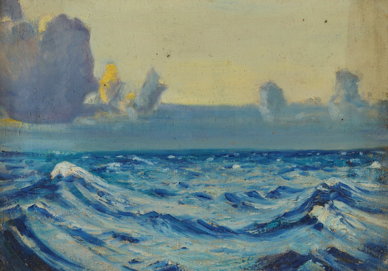 Paisagem marítima, finais do século XIX - meados do século XX (óleo sobre tela) de John Everett