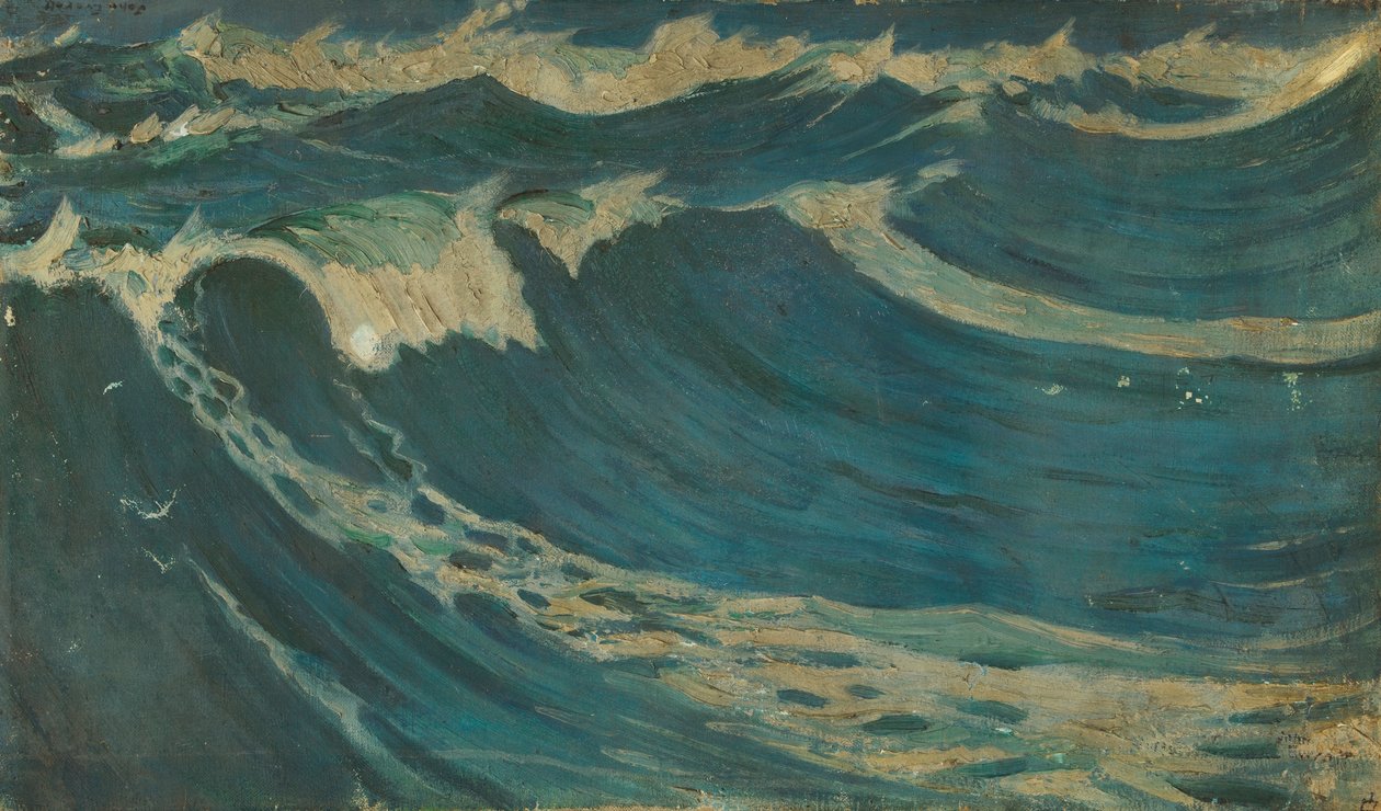 Paisagem marítima, finais do século XIX - meados do século XX (óleo sobre tela) de John Everett