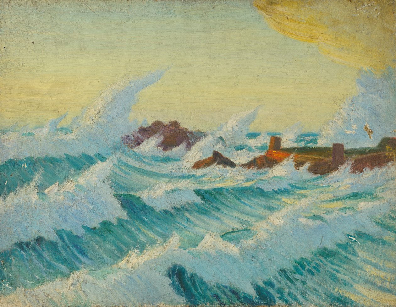 Paisagem marítima, finais do século XIX - meados do século XX (óleo sobre tela) de John Everett