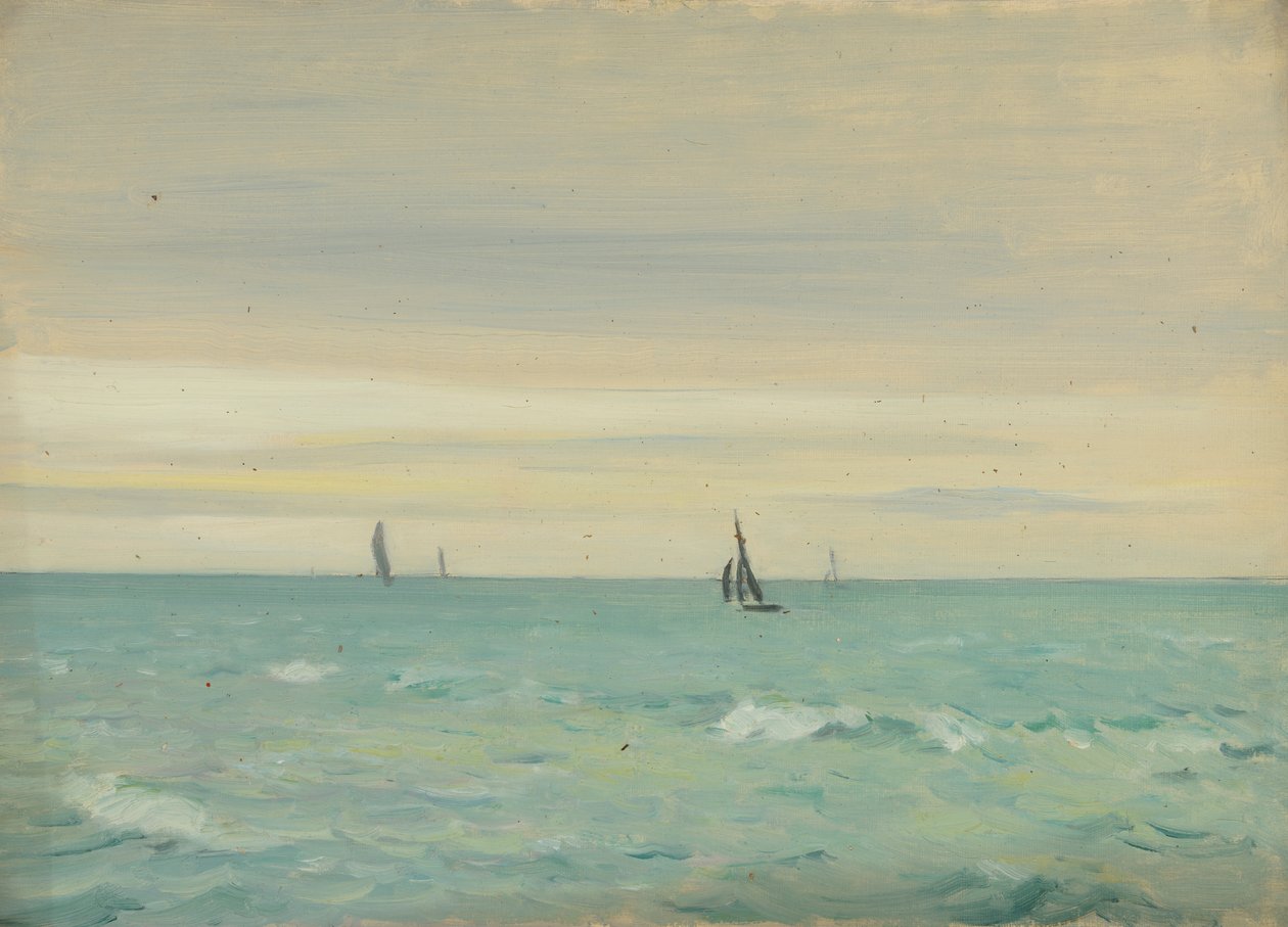 Paisagem marítima, finais do século XIX - meados do século XX (óleo sobre cartão) de John Everett