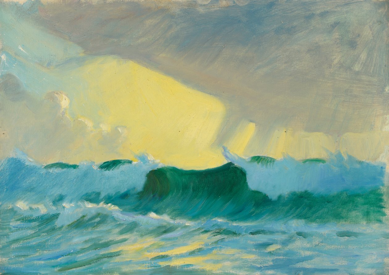 Paisagem marítima, finais do século XIX - meados do século XX (óleo sobre papel) de John Everett