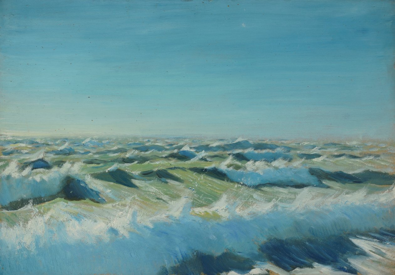 Paisagem marítima, finais do século XIX - meados do século XX (óleo sobre papel) de John Everett