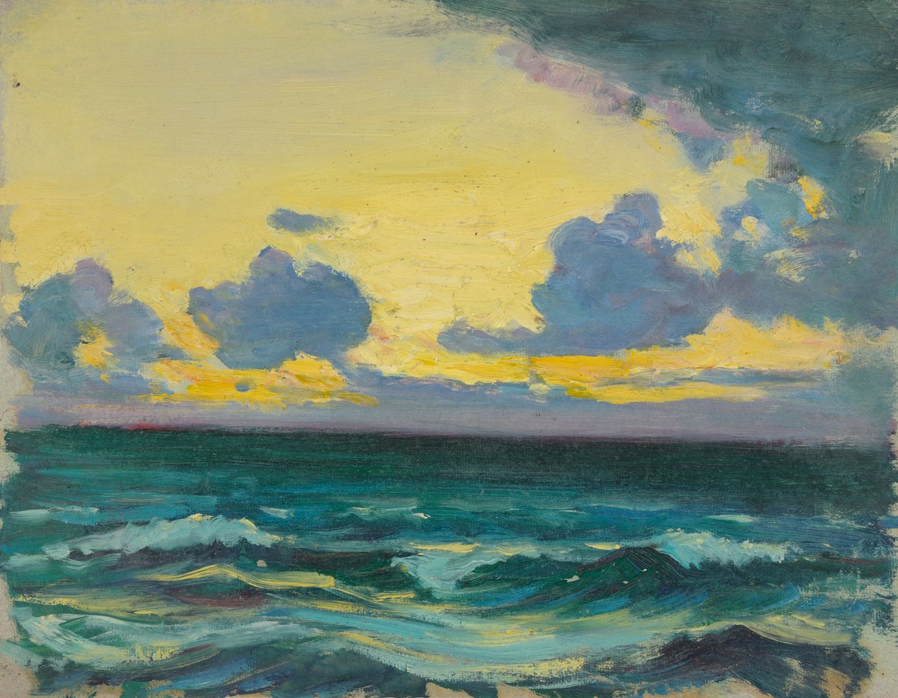 Paisagem marítima, finais do século XIX - meados do século XX (óleo sobre papel) de John Everett