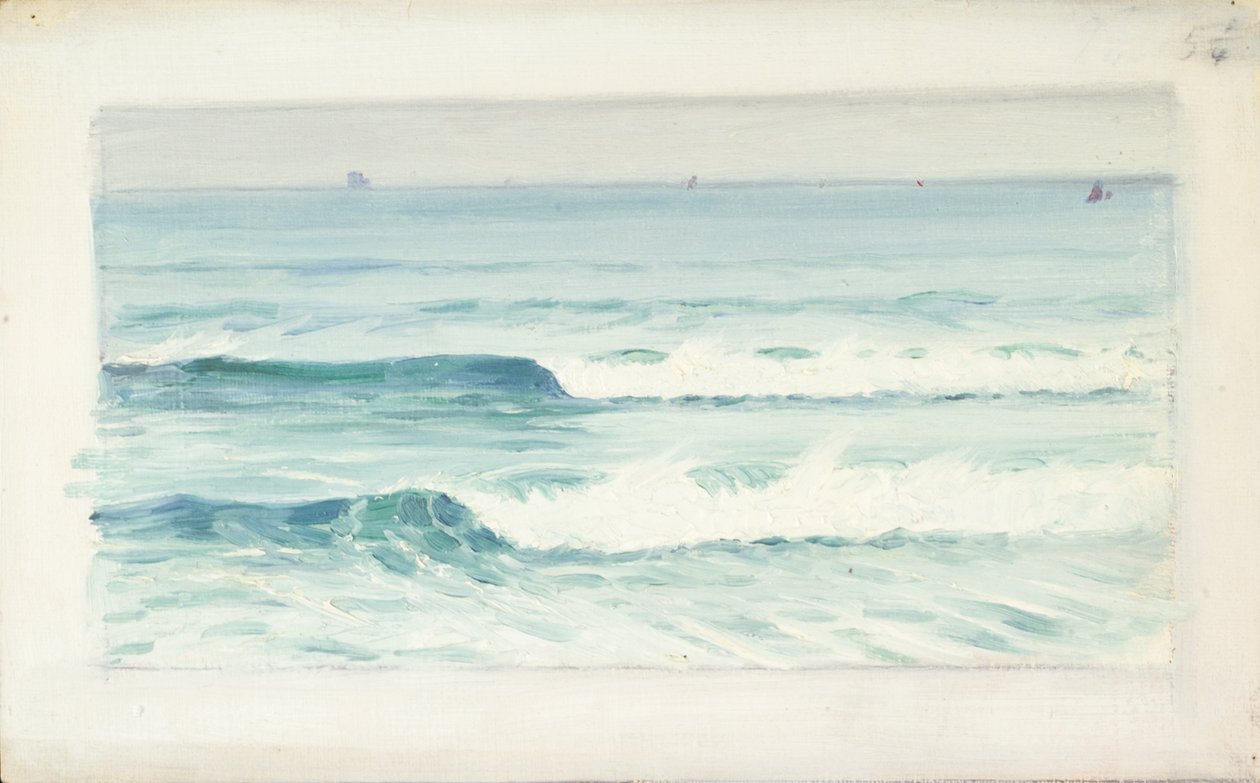 Paisagem marítima, finais do século XIX - meados do século XX (óleo sobre papel) de John Everett