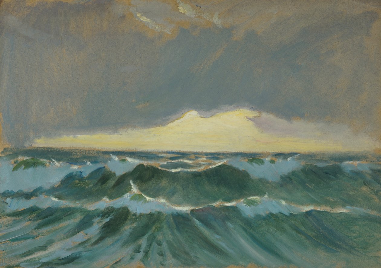 Paisagem marítima, finais do século XIX - meados do século XX (óleo sobre papel) de John Everett