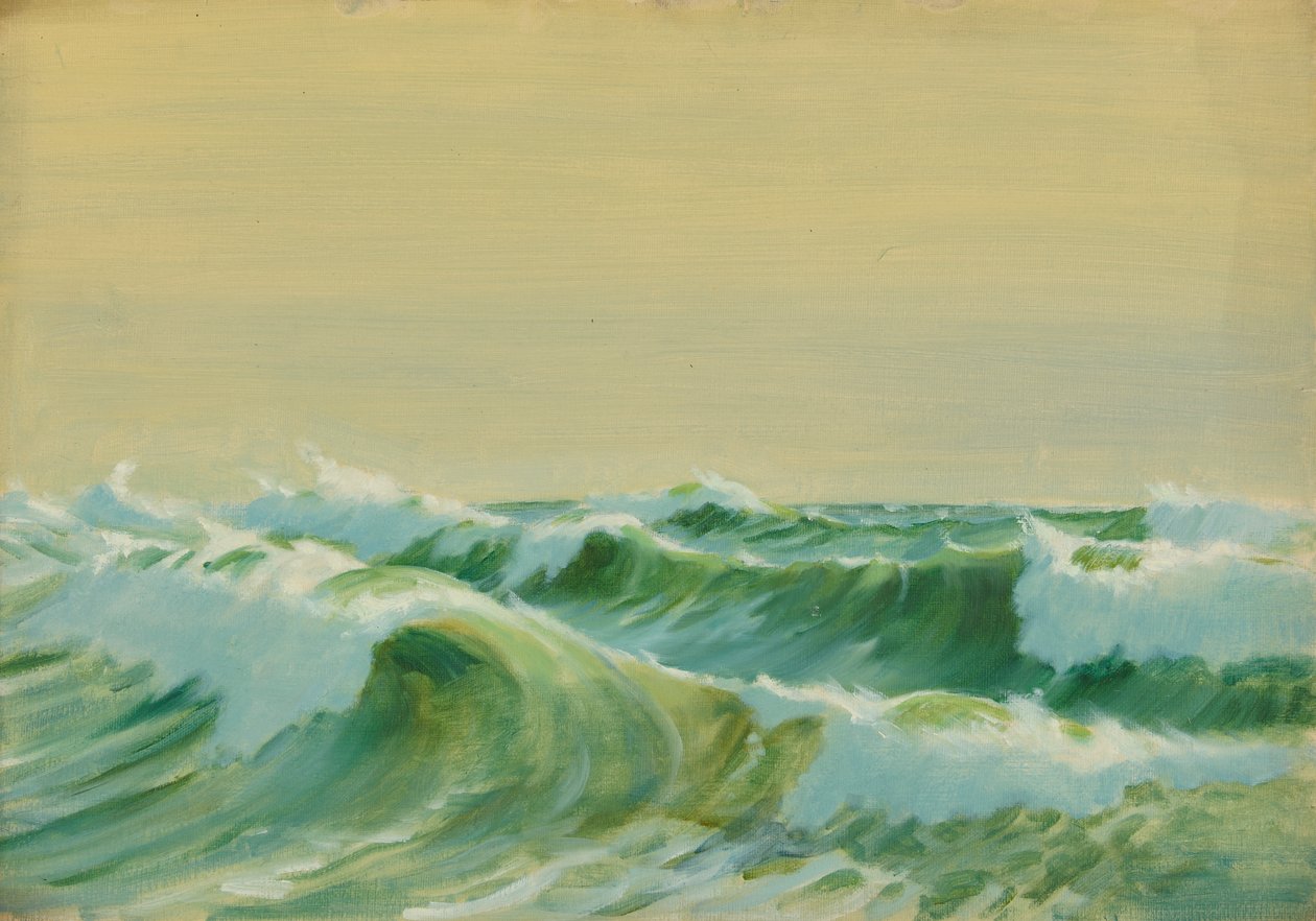 Paisagem marítima, finais do século XIX - meados do século XX (óleo sobre papel) de John Everett