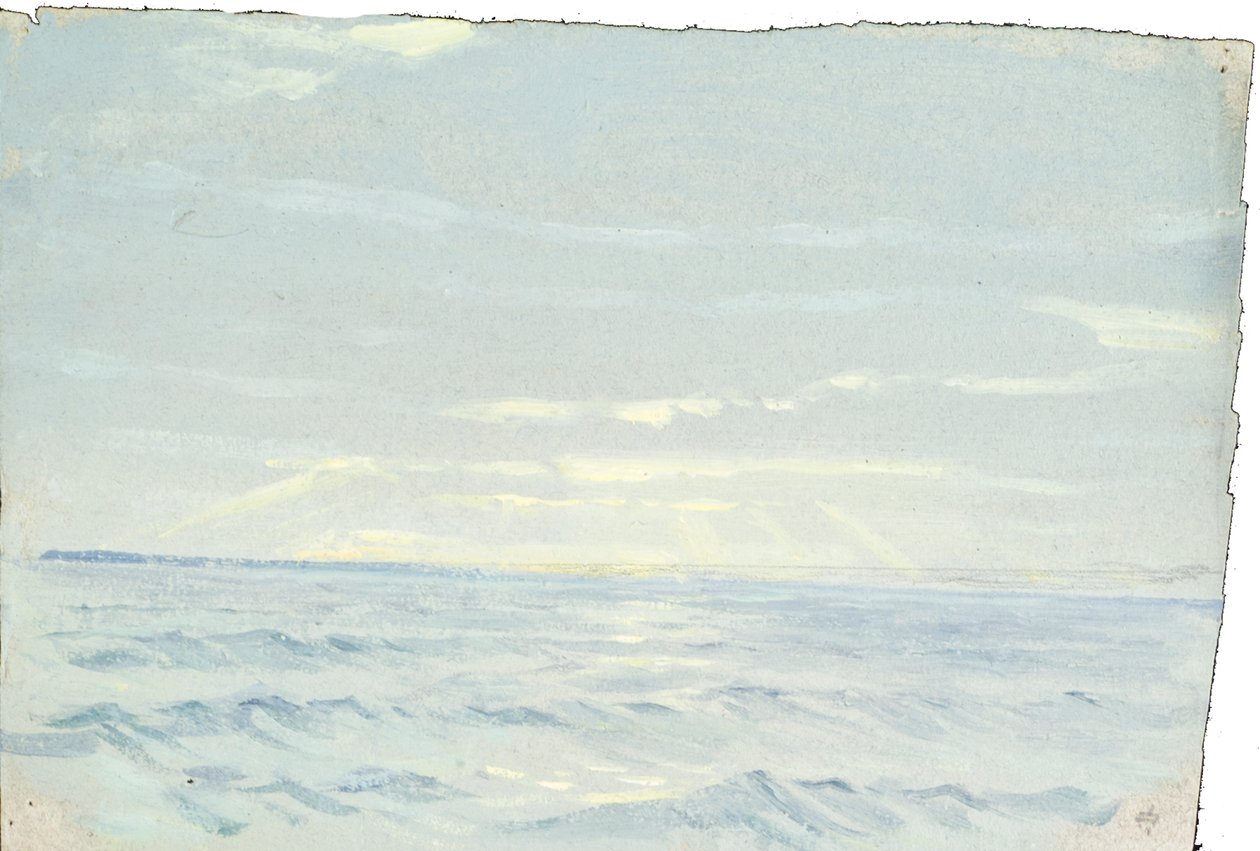 Paisagem marítima, finais do século XIX - meados do século XX (óleo sobre papel) de John Everett