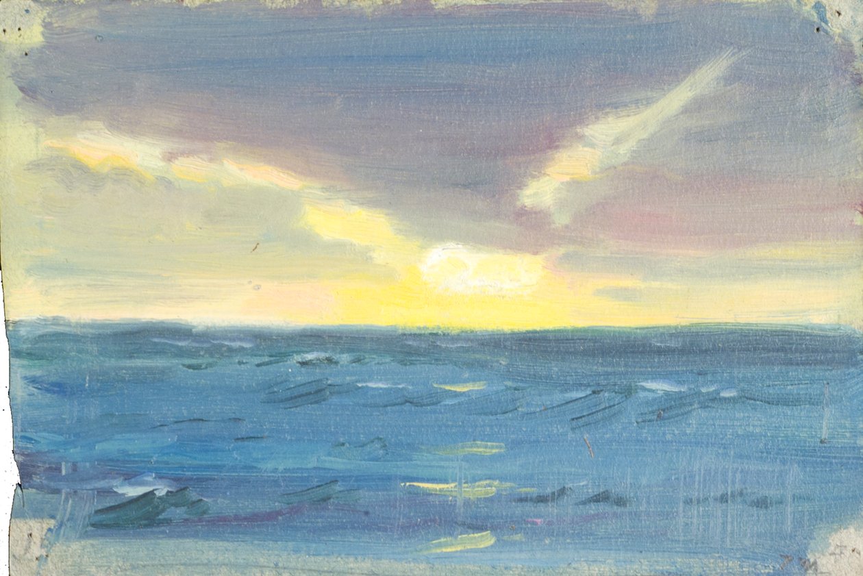 Paisagem marítima, finais do século XIX - meados do século XX (óleo sobre papel) de John Everett