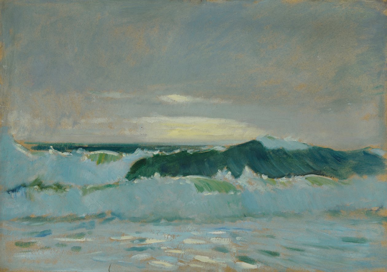 Paisagem marítima, finais do século XIX - meados do século XX (óleo sobre papel) de John Everett