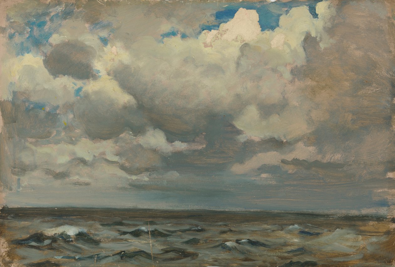 Paisagem marítima, finais do século XIX - meados do século XX (óleo sobre papel) de John Everett
