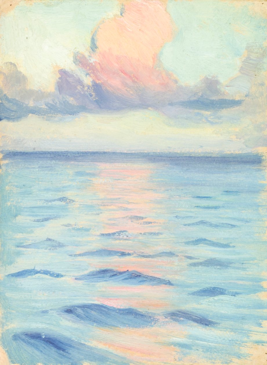 Paisagem marítima, finais do século XIX - meados do século XX (óleo sobre papel) de John Everett