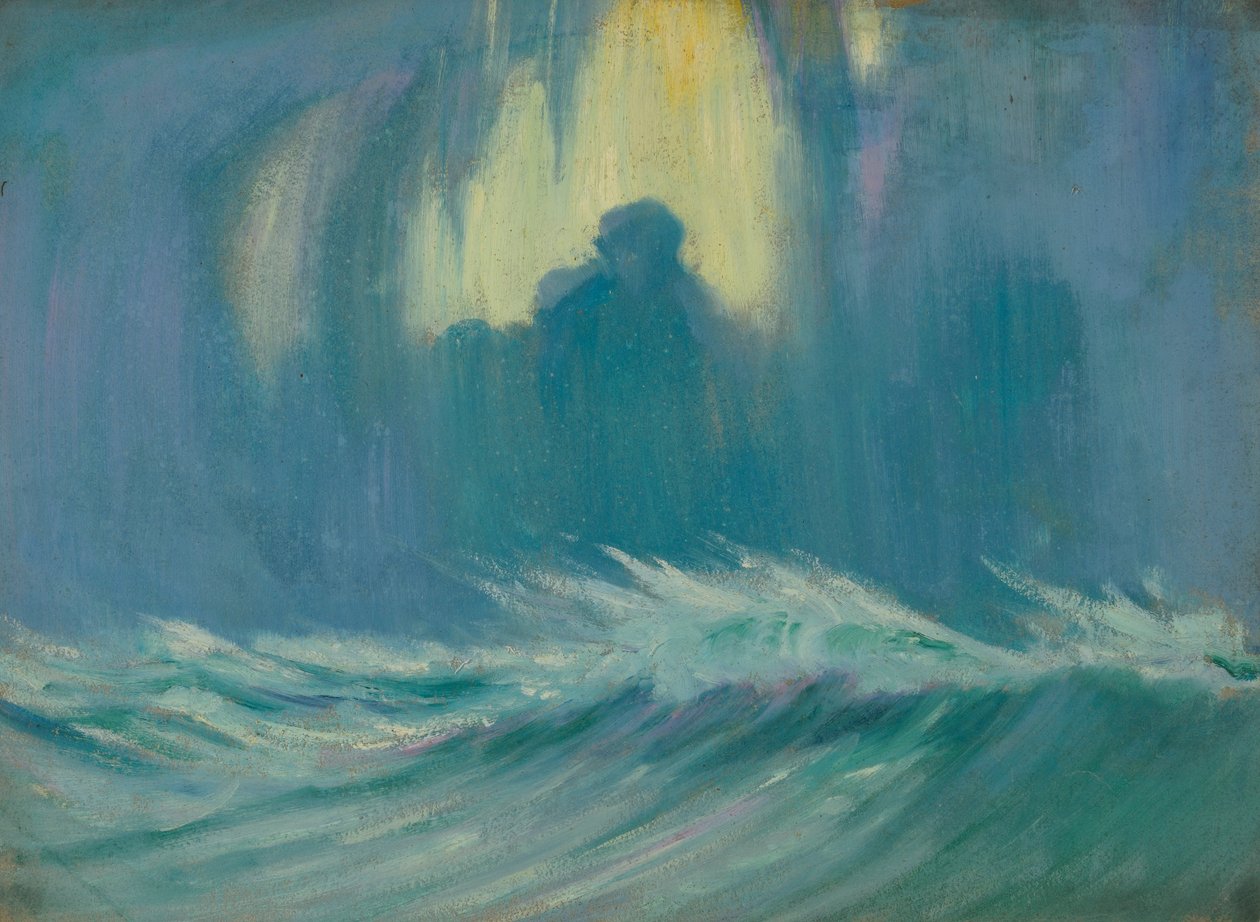 Paisagem marítima, finais do século XIX - meados do século XX (óleo sobre papel) de John Everett