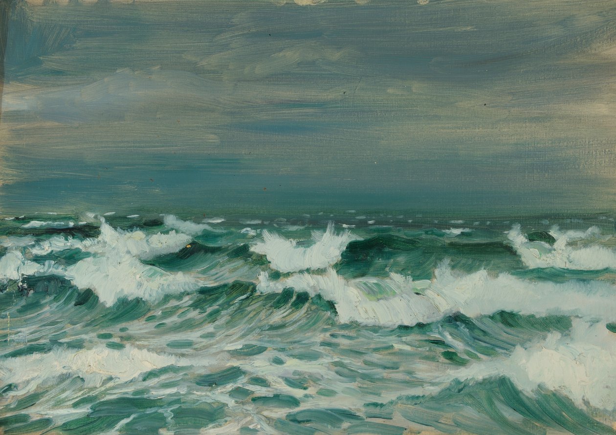 Paisagem marítima, finais do século XIX - meados do século XX (óleo sobre papel) de John Everett