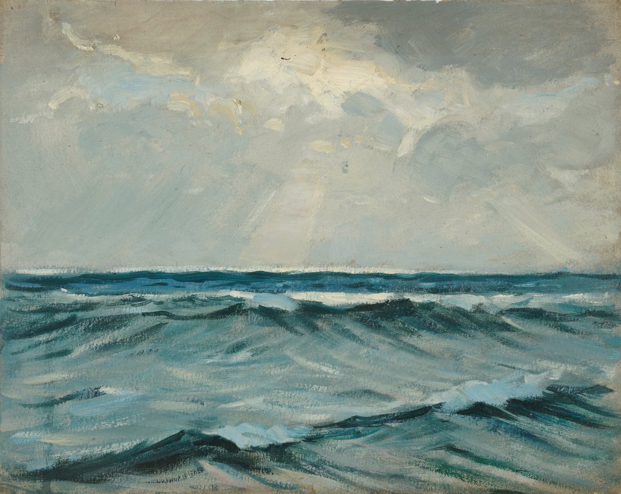 Paisagem marítima, finais do século XIX - meados do século XX (óleo sobre papel) de John Everett