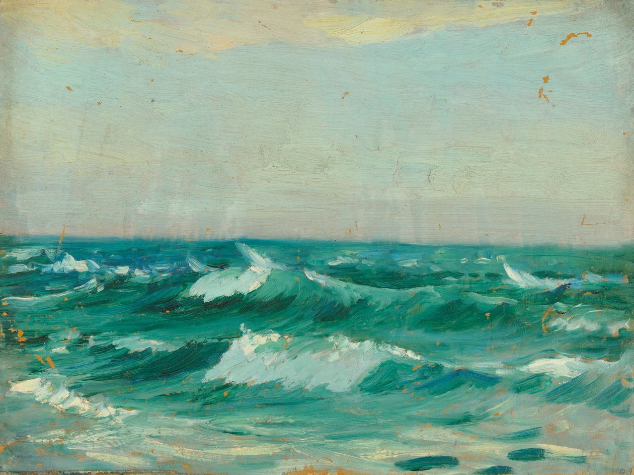 Paisagem marítima, c.1909 (óleo sobre cartão de pasta de papel) de John Everett