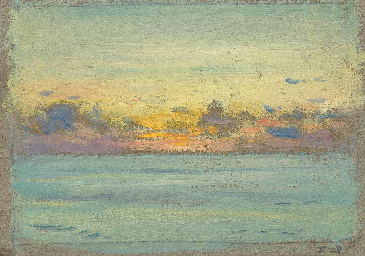 Paisagem marítima, finais do século XIX - meados do século XX (óleo sobre papel) de John Everett