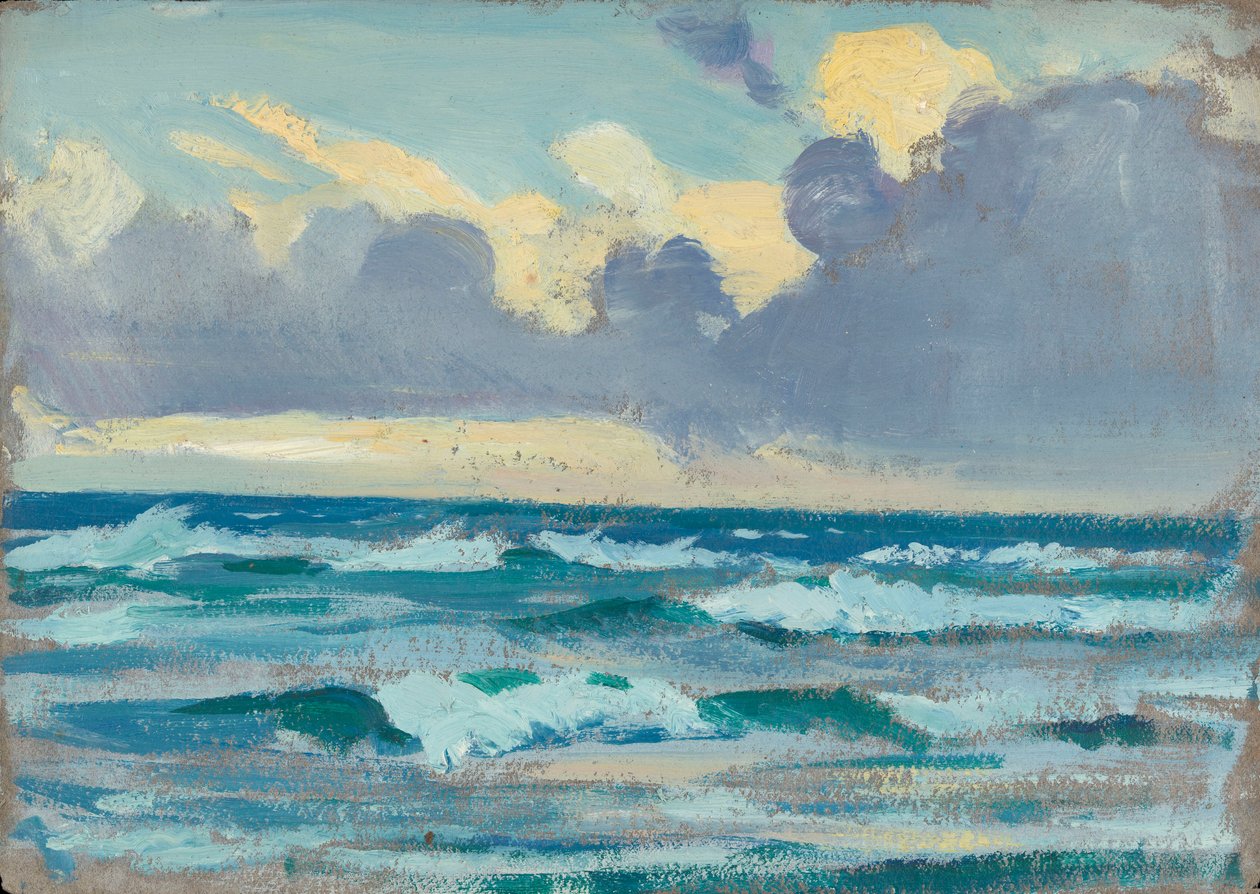 Paisagem marítima, finais do século XIX - meados do século XX (óleo sobre papel) de John Everett