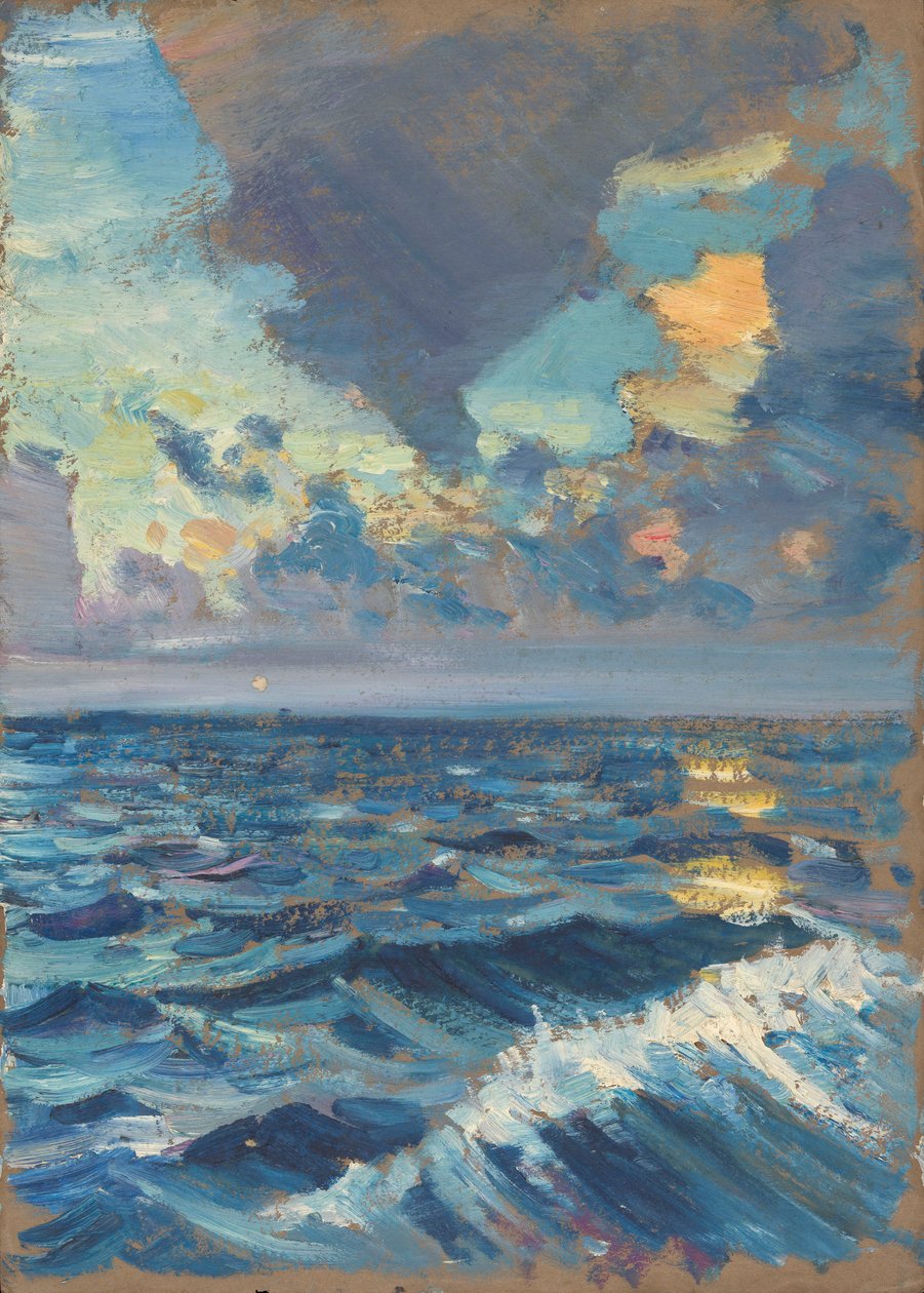 Paisagem marítima, finais do século XIX - meados do século XX (óleo sobre papel) de John Everett
