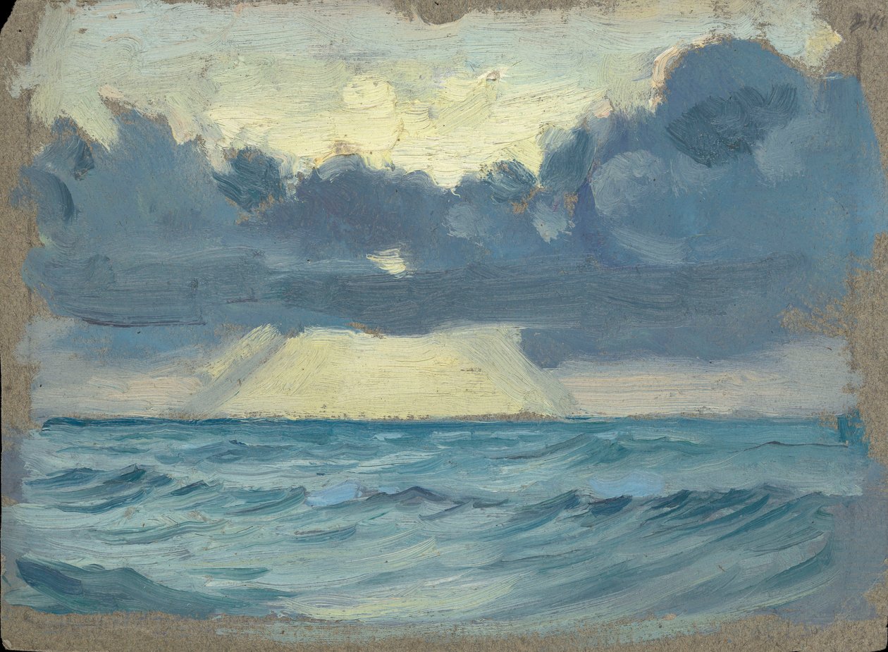 Paisagem marítima, finais do século XIX - meados do século XX (óleo sobre papel) de John Everett